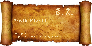 Benik Kirill névjegykártya